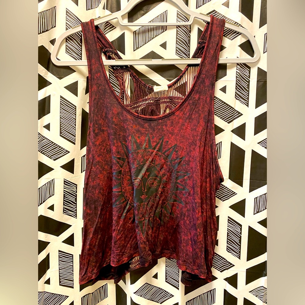 Sun & moon lace back tank top